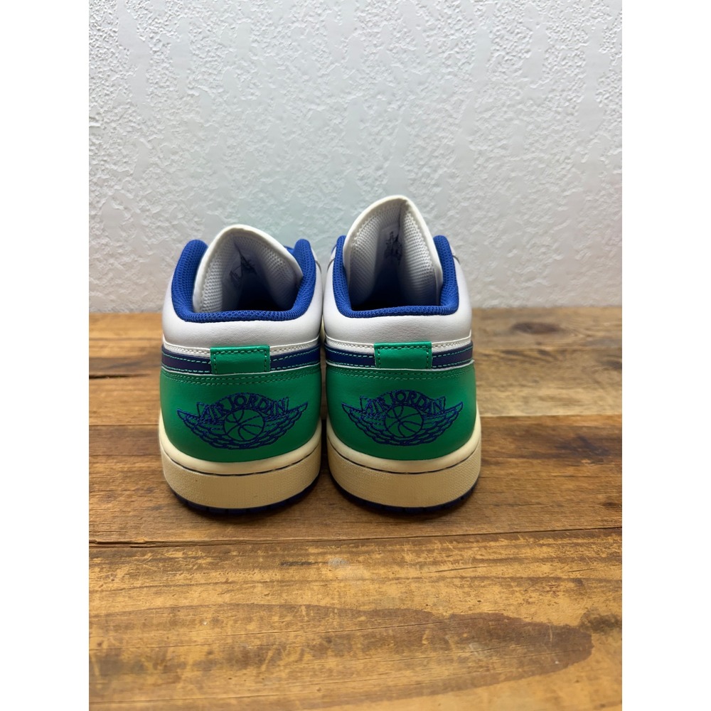 Air Jordan 1 Low Lucky Green Deep Royal Blue White Sneakers DQ8422-301 - Picture 4 of 8